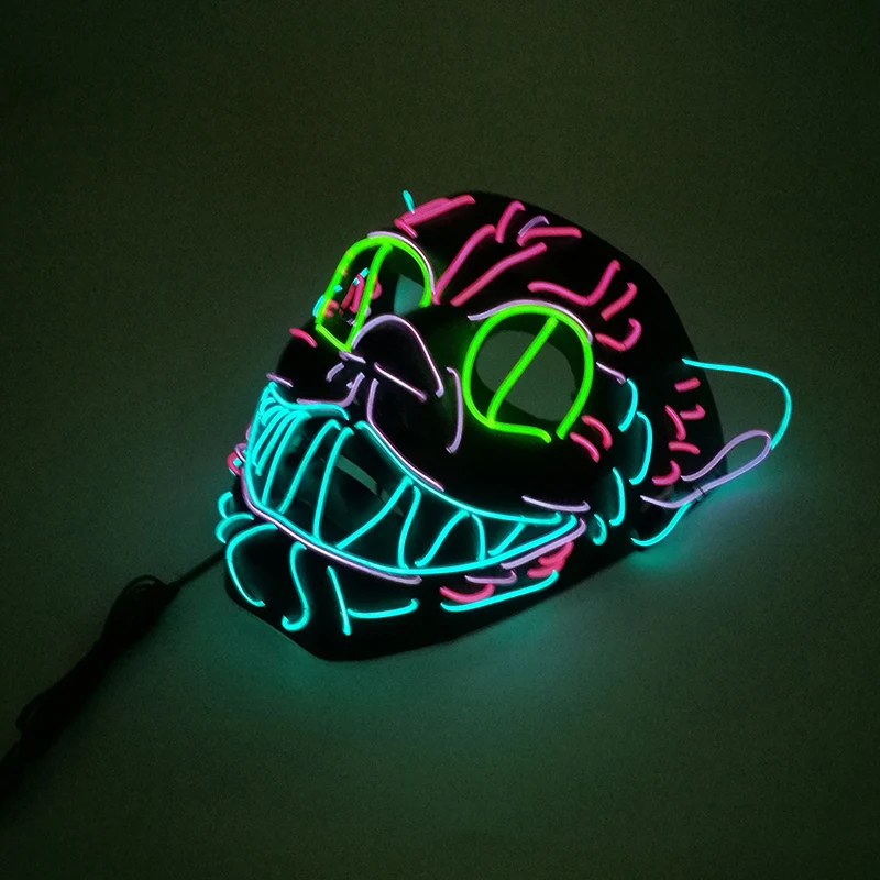 EL Wire маска для лица светящиеся страшные маски макияж в форме кошки светящиеся освещенные в гору вечерние аксессуары для косплея инструменты