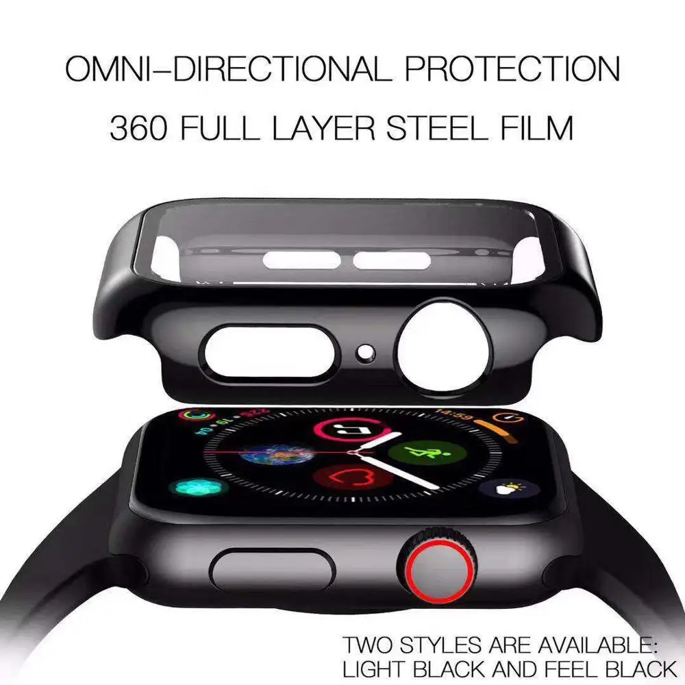 

Aocarmo Omni-Directional Protection 360 Full Layer Steel Case Tempered Glass Film 38/42mm 40/44mm For Apple Watch Series 1 2 3 4