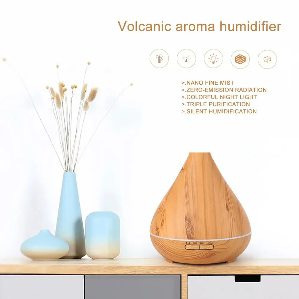 NEWHTHING 400ml Aroma Diffuser Wood Aromatherapy Diffuser Essential Oils Electric Ultrasonic Cool Mist Air Humidifier