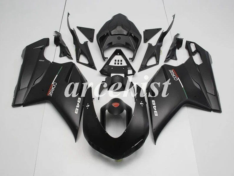 ABS полный обтекатель комплект подходит для DUCATI 848 evo 1098 1198 1098S 2007 2008 2009 2010 2011 2012 корпус черный матовый