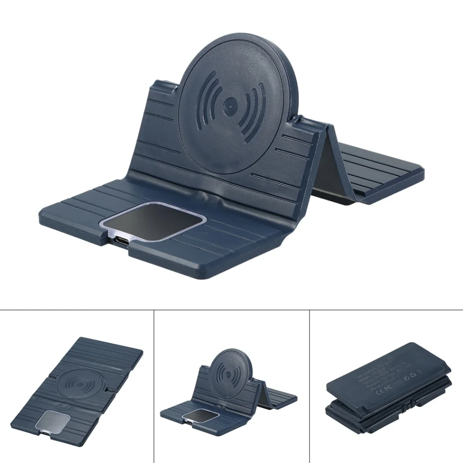 Dark Blue Складное Беспроводное зарядное устройство индуктивное зарядное устройство для мобильного телефона прочный силиконовый водонепроницаемый Противоскользящий автомобильный Стайлинг - Название цвета: Dark Blue
