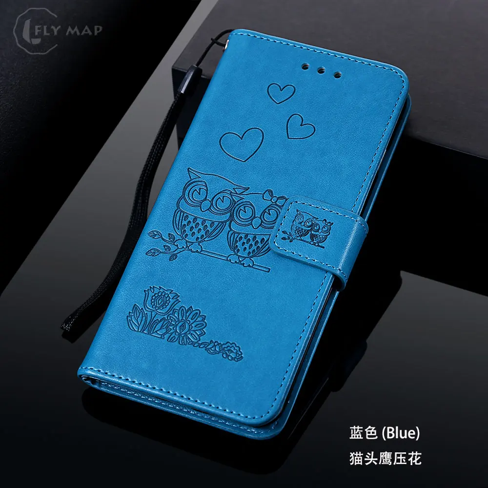 Blue Сова Флип кожаный чехол для huawei P8 Lite P8Lite ALE-L21 ALE-L23 кошелек чехол для телефона чехол для huawei P 8 Lite ALE-L02 тиснение Капа - Цвет: Blue