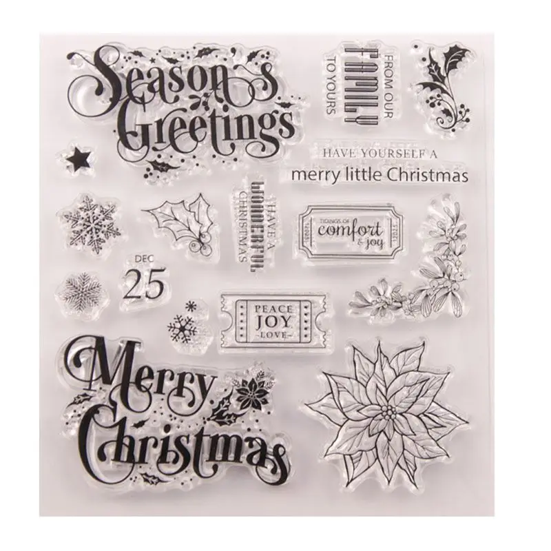 Xmas Snowflake Flower Silicone Clear Seal Stamp DIY Scrapbooking Embossing Photo Album Decor