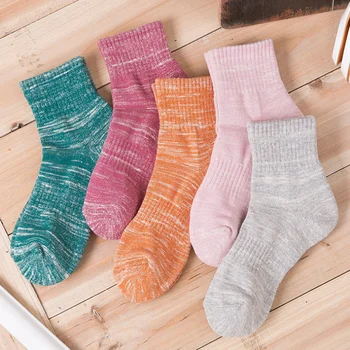 

Thick Line Solid Color Lady Stack Pink Socks Cotton Thickened Loops Warm Medium Socks Japanese korean Style 240