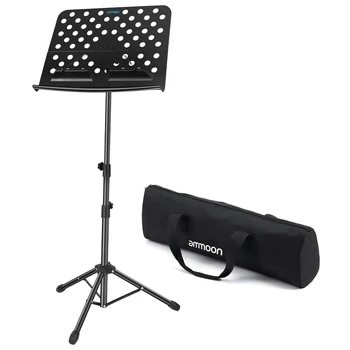

ammoon Portable Music Stand Adjustable Height Floor Type Metal Sheet Music Stand with Carry Bag Black for Guitar Bass Ukulele