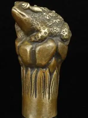 Collectible Old Handwork Carving Bronze Spittor Statue Cane Head Walking Stick | Дом и сад