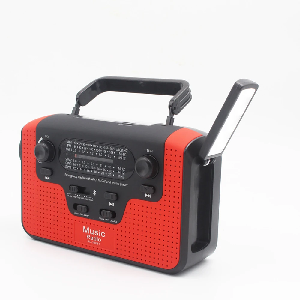 Многофункциональный RD388 беспроводной BT2.0 динамик FM радио FM/AM/SW Солнечная Рукоятка радио со светодиодный светильник свет аварийной зарядки