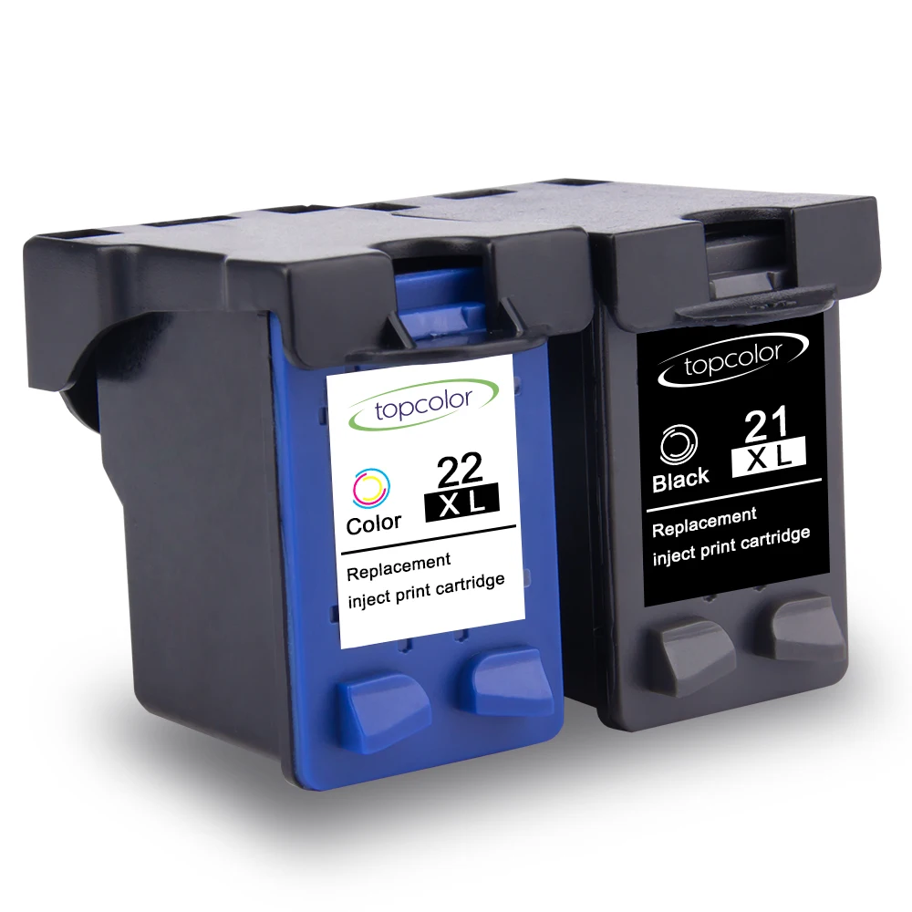 21Black-22Color Topcolor 21 22 чернильный картридж для hp 21 hp 22 hp 21 hp 22 21XL 22XL C9351C C9352C 3910 3920 1403 1406 J3606 принтер - Цвет: 21Black-22Color