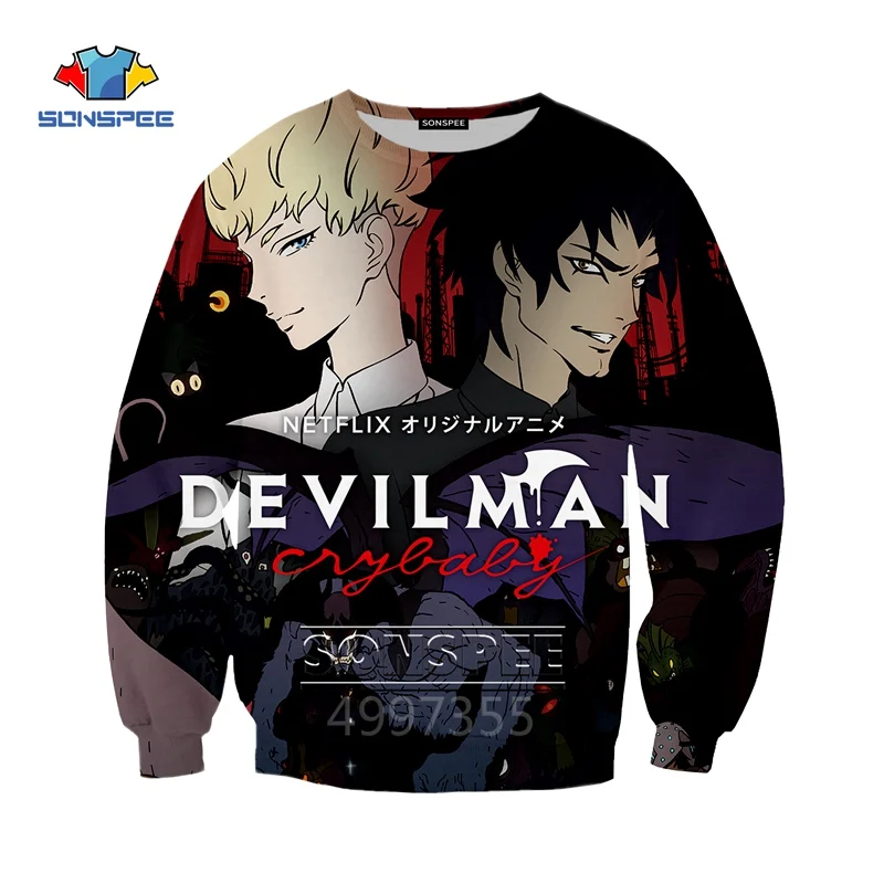 3 SONSPEE DEVILMAN crybaby Harajuku 3D printed Kid Sweatshirts Boys Girls Teens children's Clothes Tops long Sleeve pullover SW121 - Цвет: 3