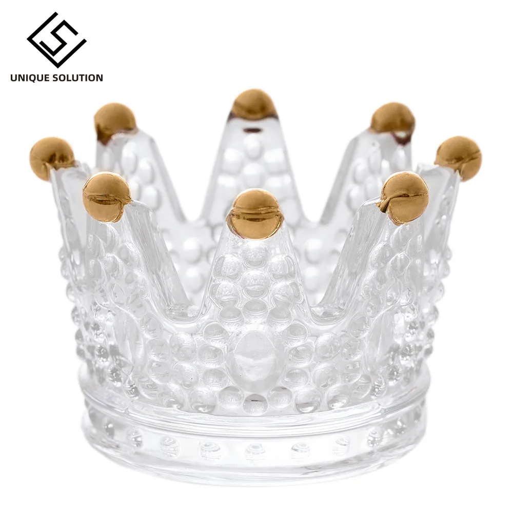Candlestick Home Decoration Accessories European Light Luxury Candlestick Necklace Ring Storage Dish Glass Embossed Candlestick 4