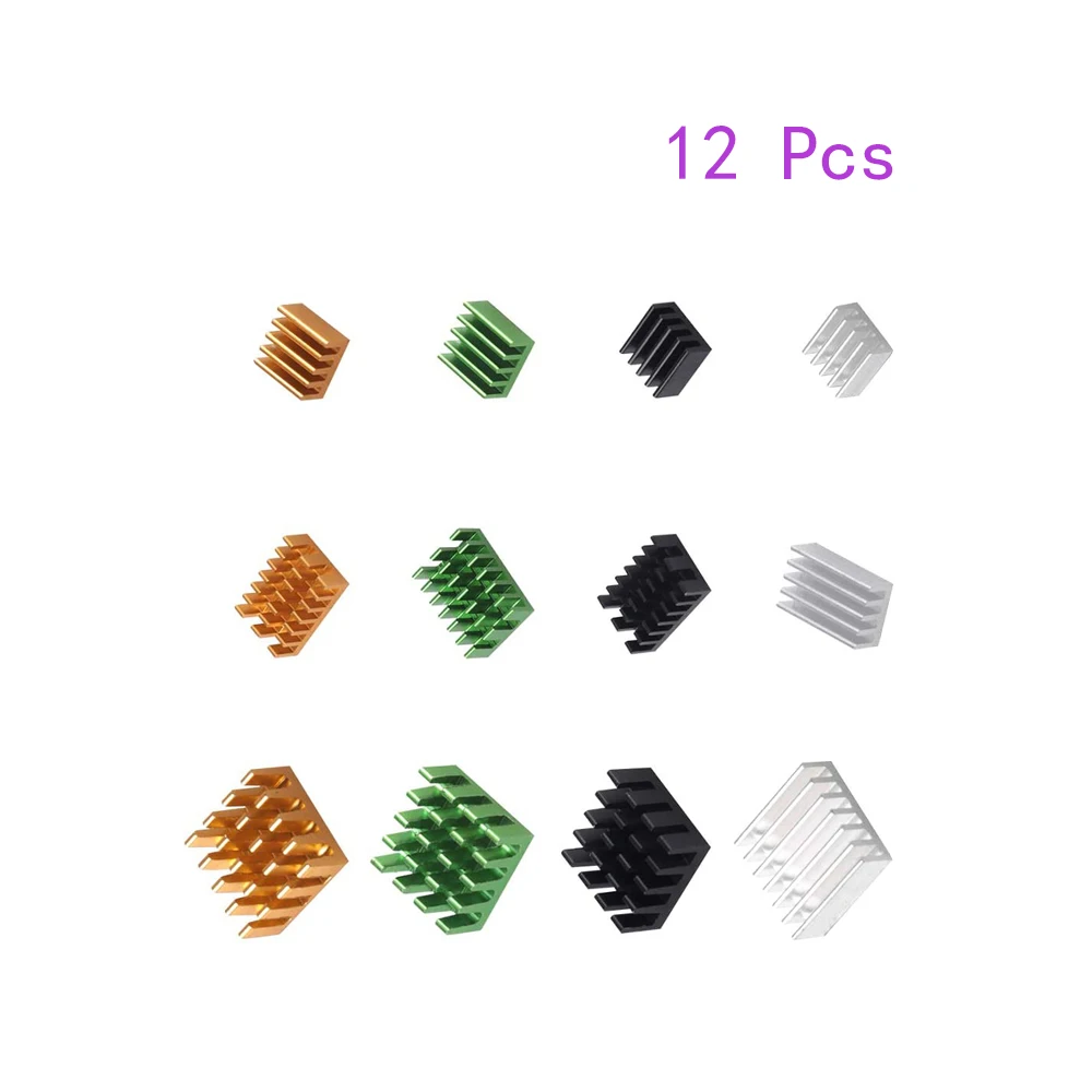 12pcs Raspberry Pi 4B Heat Sink Set, Raspberry Pi 4B Aluminum Radiator Cooling Kit Cooler for Raspberry Pi 4B