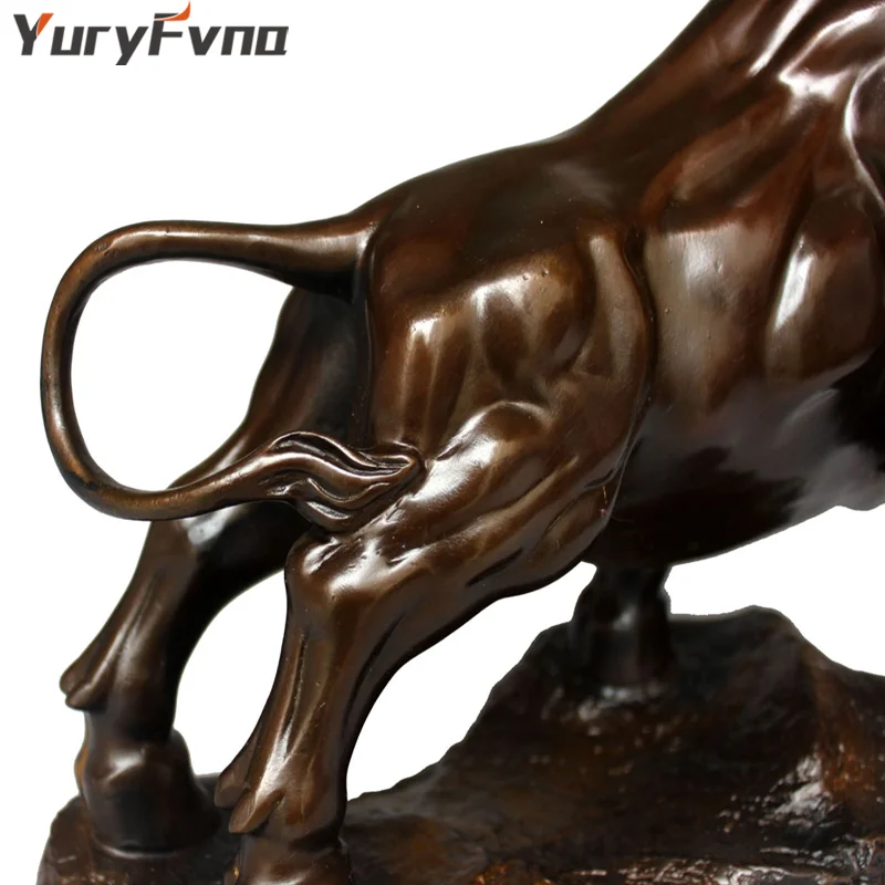 2021 Years Bull Statue Ox Brass Sculpture Wall Street Figurine D2X8 Decor Y8P0