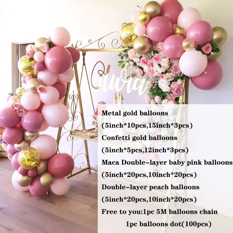 High Quality Wedding Birthday Party Decoration Pastel Global Baby Pink Peach Macaron Balloon Garland Arch (2)