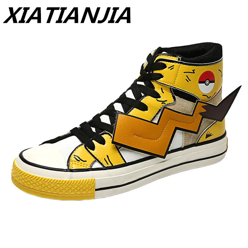 white yellow d67-49 Мужские кроссовки Pikachu Joint Name Aj высокая обувь Мужская дышащая Нескользящая мужская обувь повседневная zapatillas hombre Scarpe Uomo - Цвет: white yellow d67-49