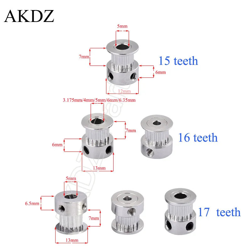 2GT 15 16 17 20 teeth 2GT Timing Pulley Bore 4/5/6mm for GT2 Open Synchronous belt width 6mm small backlash 15 16 17Teeth 16T 3d printer accessories,timing belt pulley,timing pulley