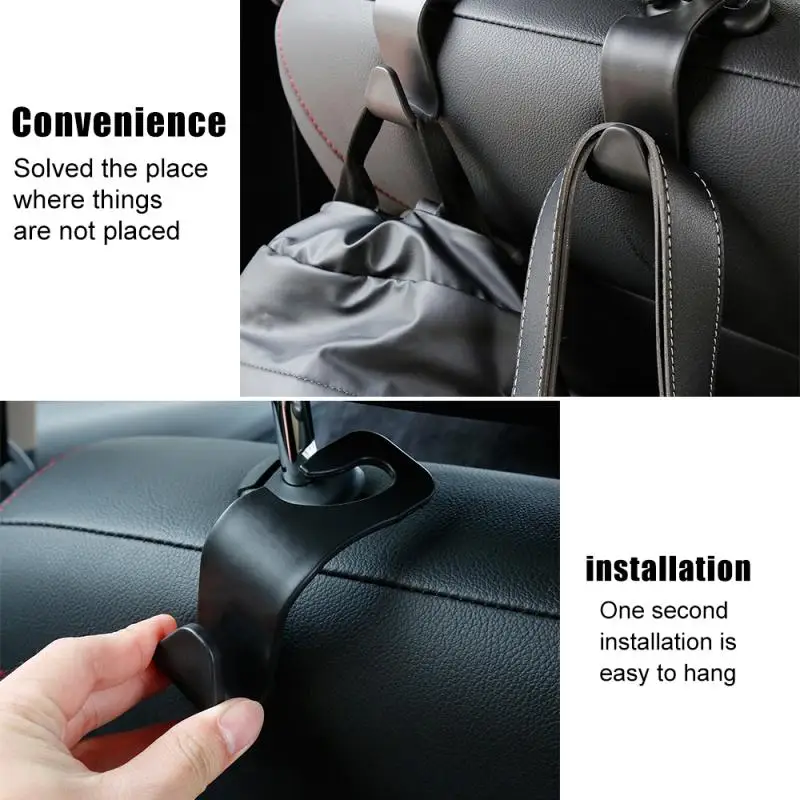 QJUHUNG 2pcs Car Seat Back Hooks Vehicle Headrest Hanger Holder