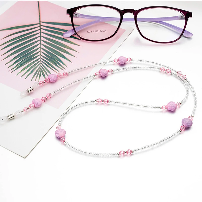 Heart Beads Handmade Beaded Chain Eyeglasses Chains for Reading Glasses Cord Sunglasses Strap Holder Neck Band Accessories