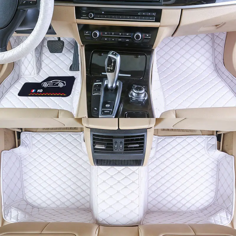 

Custom Fit Car Floor Mats Specific Waterproof Leather ECO friendly Material For Car Model and Make 3 Pieces Full set White