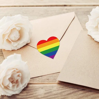 

Fashion Striped Heart Shaped Sticker Rainbow Heart Ribbon Sticker Multi-purpose Stickers For Decoration