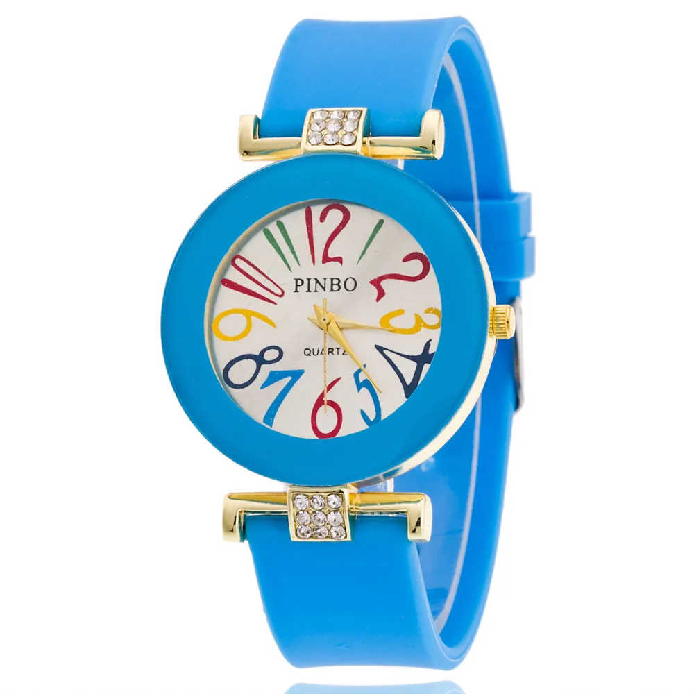 

Silica Gel Gold Necklace Table Quartz Watch Diamond Set Color Number Table WOMEN'S Watch Women's Fashion Watch Hot Selling
