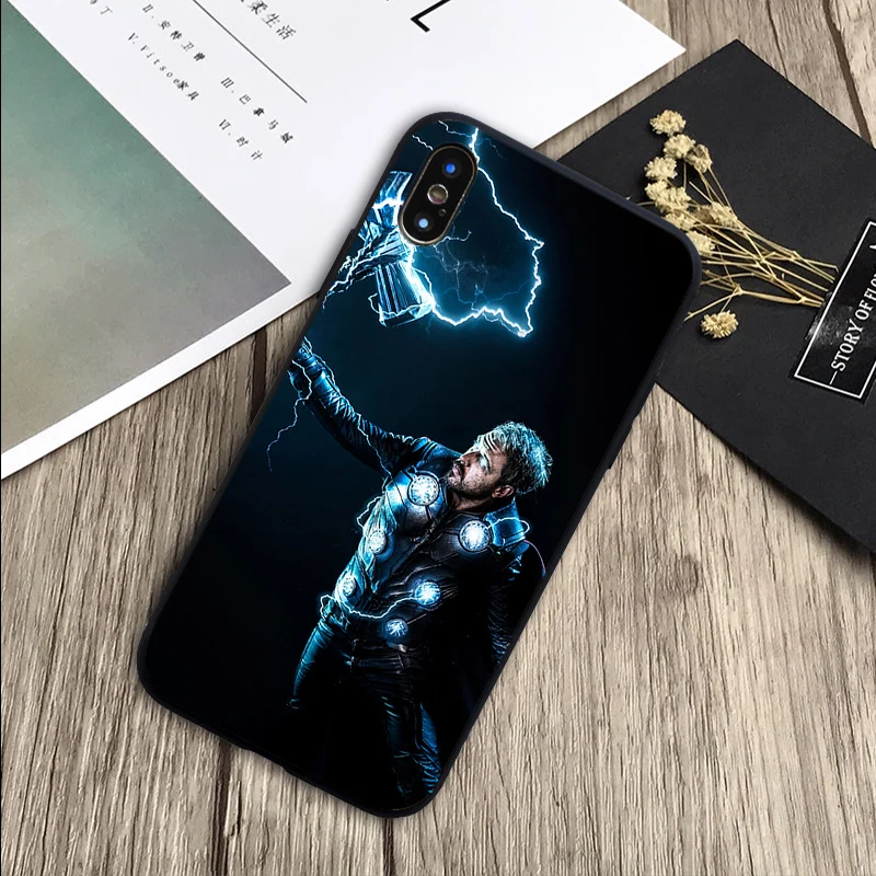 Thor Чехлы Marvel мягкий силиконовый черный ТПУ Телефон чехол для iPhone 6 6plus 7 8 plus 5 5S SE X XR XS Max - Цвет: H19070902-08.jpg
