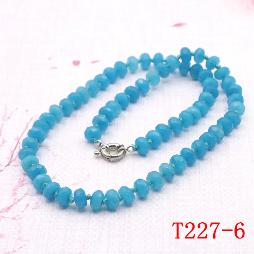 Natural stone 5X8mm agate red jade jasper lapis lazuli crystal necklace women in Choker necklaces 45cm fashion energy jewelry wholesale (37)(2)