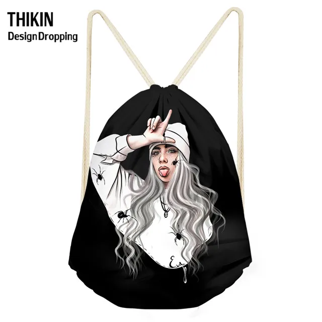 THIKIN Fashion Singer Rapper Billie Eilish, косметички с принтом, сумка-Карандаш для девочек-подростков, мини-сумочка для карандашей, детские школьные принадлежности - Цвет: 2