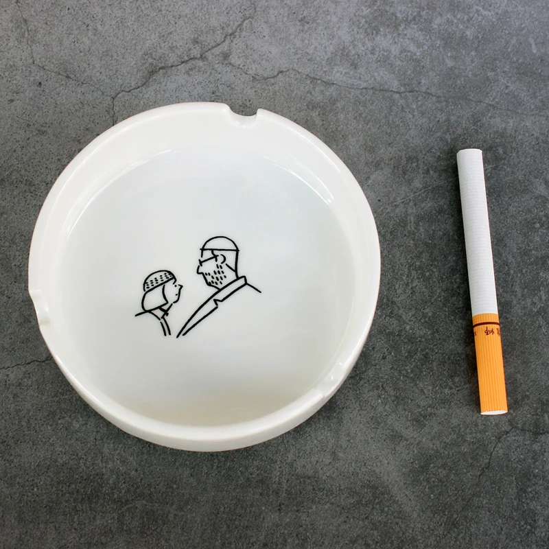 Ceramic Ashtray Home Office Fashion Round Portable Cigarette Ash Tray Holder for Boyfriend Girlfriend portable ashtray cigarettes ashtray silicone ashtray stainless steel ashtray metal ashtray air purifier ashtray wood ashtray ceramic ashtray