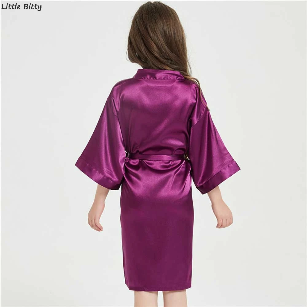 Wedding Party Robes for Girls Children Satin Pajamas Teen Girls Sleepwear Bathrobes for Children Silk Kimono Bathrobes Kids vintage nightgowns	