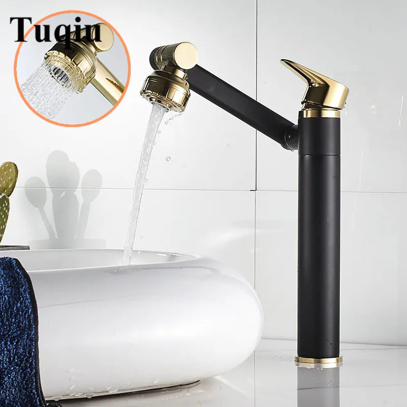 black and gold Vidric смеситель для раковины хром/золото кран для ванной комнаты кран для раковины с насадкой для душа Lavotory кран горячей и холодной воды из латуни смеситель для воды - Цвет: black and gold