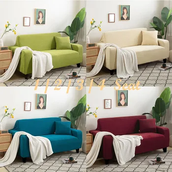 

Classic Jacquard Corn Fleece Stretch Sofa Covers for Living Room Solid Color Slipcovers Soft Sectional 1/2/3/4 Seat Chair Covers