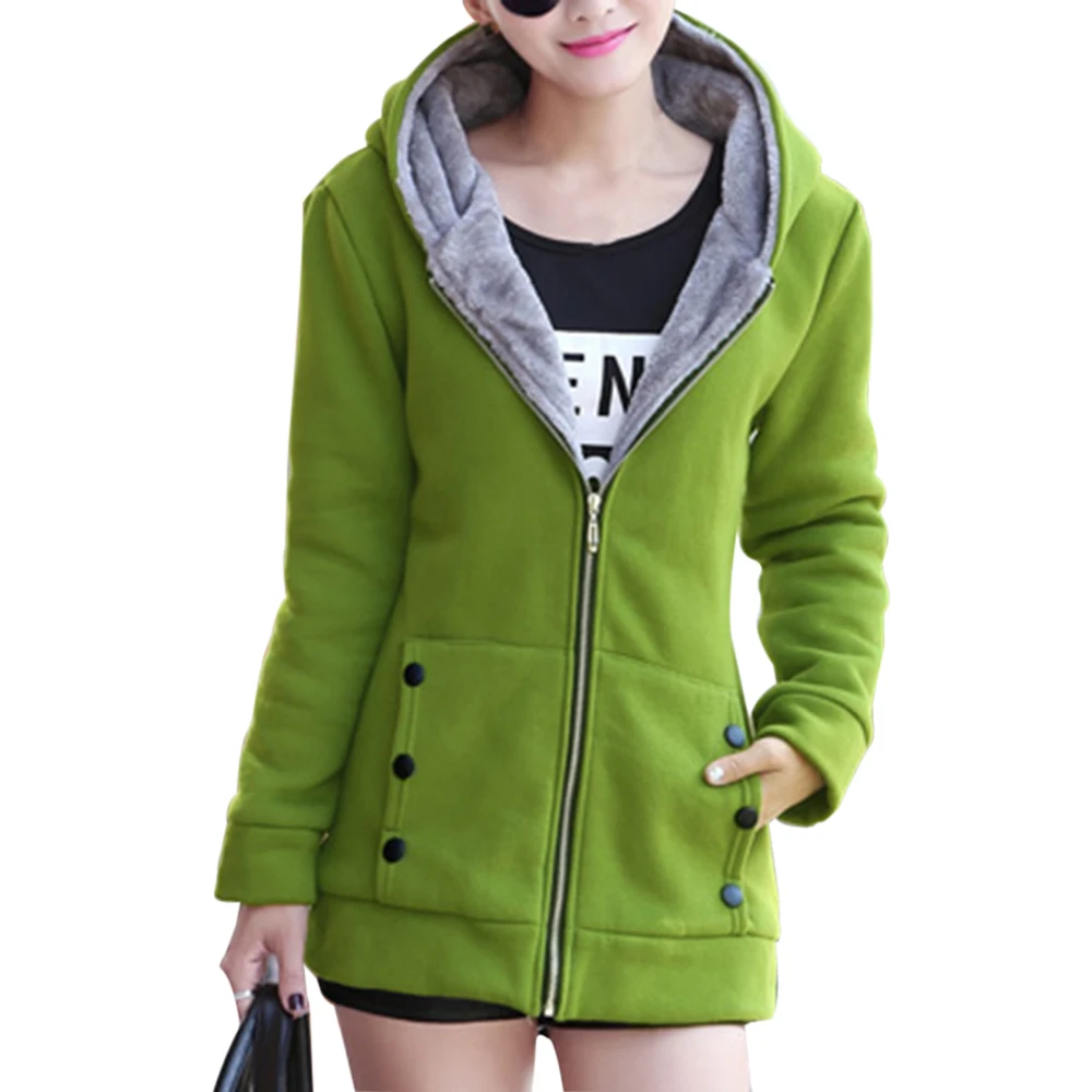 Повседневная Женская толстовка с капюшоном, теплая толстовка, приталенное пальто на молнии, осенняя зимняя верхняя одежда с капюшоном, одежда размера плюс 5XL, уличная одежда - Цвет: green