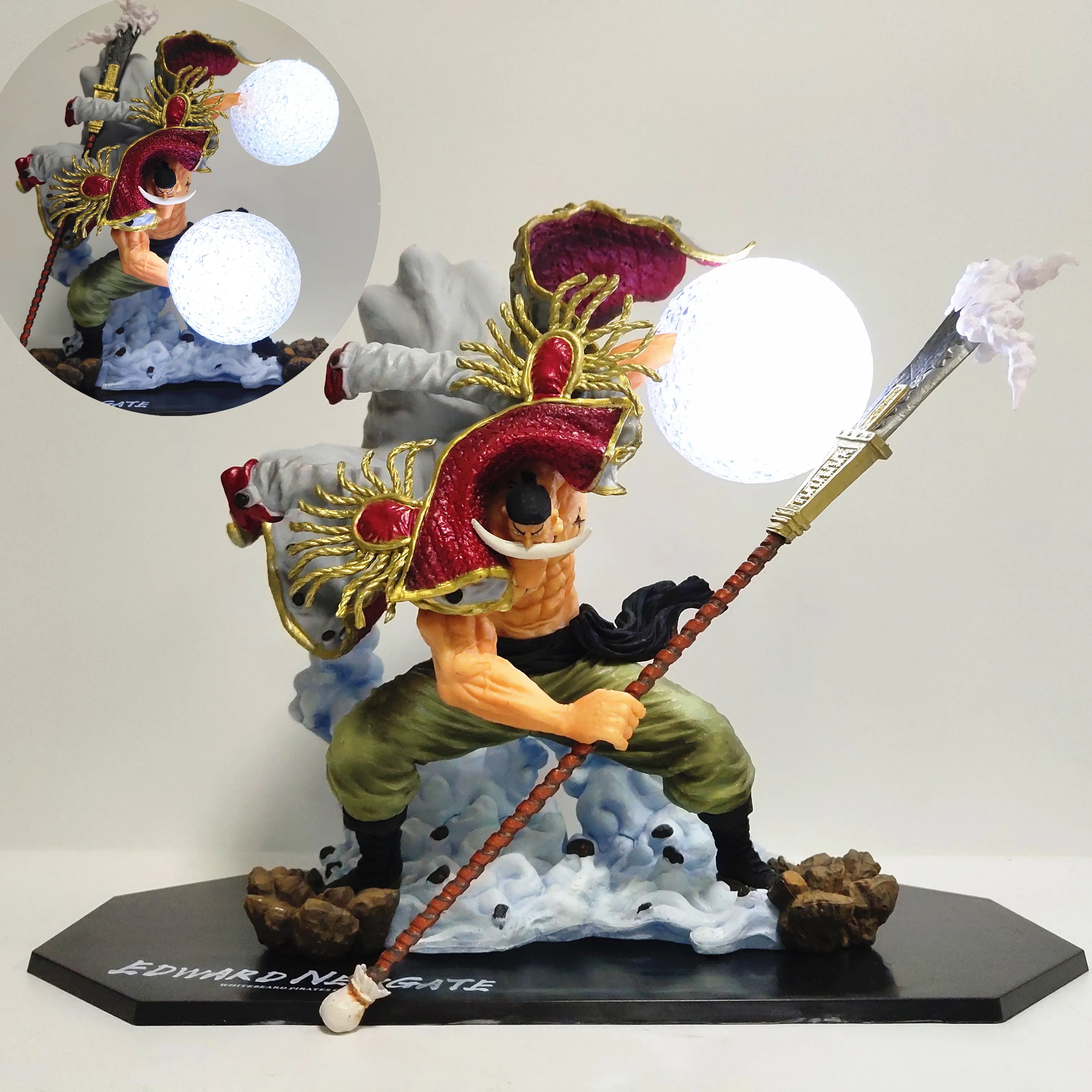 One Piece Pvc Action Figure Edward Newgate Led Shock Effect One Piece Anime White Beard Figurine Model Toys 290mm Action Figures Aliexpress