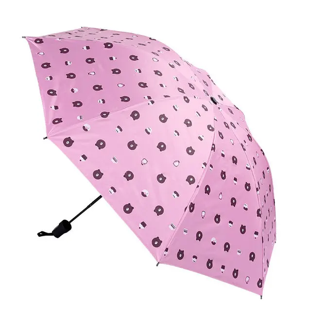 Pink Зонт с героями мультфильмов, мужской и женский черный клей Портативный Анти-Ультрафиолетовый мини-зонтик для путешествий для детей - Цвет: Pink