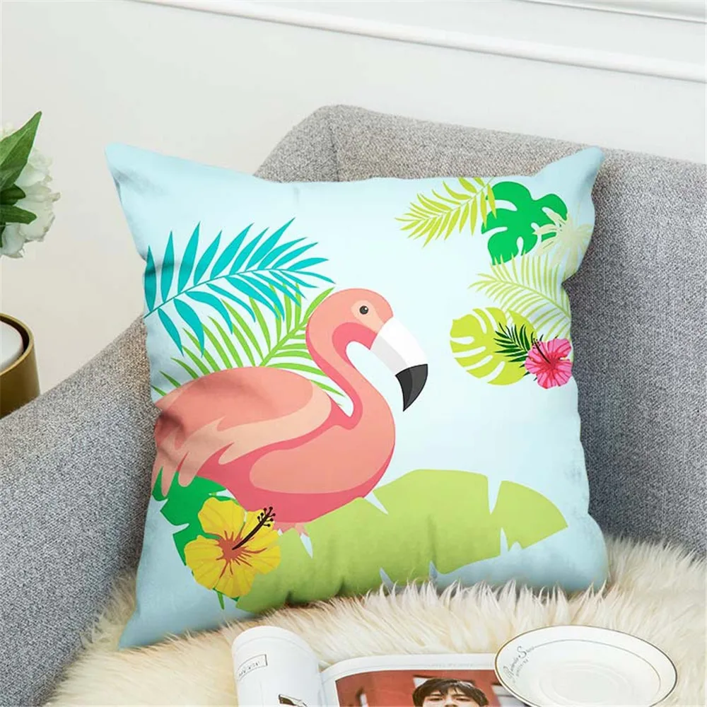 Summer Flamingo Cushion Covers Throw Pillow Case Home Bedroom Soft Square Pillow Cover 45x45cm Decorative Pillows