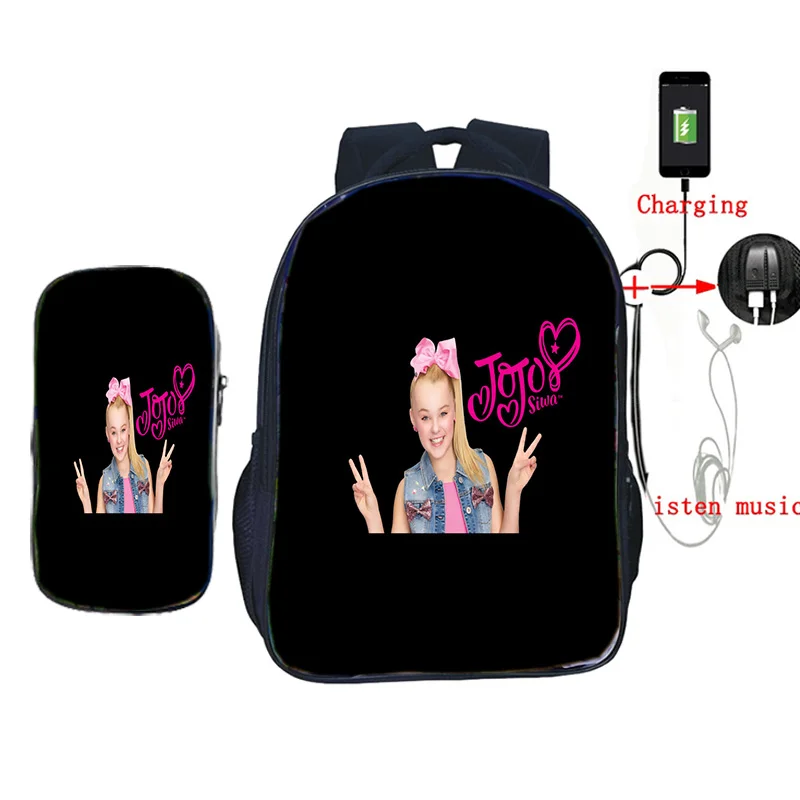 2 шт./компл. Jojo Siwa рюкзак usb зарядка школьные сумки для подростков девочек мальчиков ноутбук рюкзак для женщин мужчин повседневные дорожные сумки