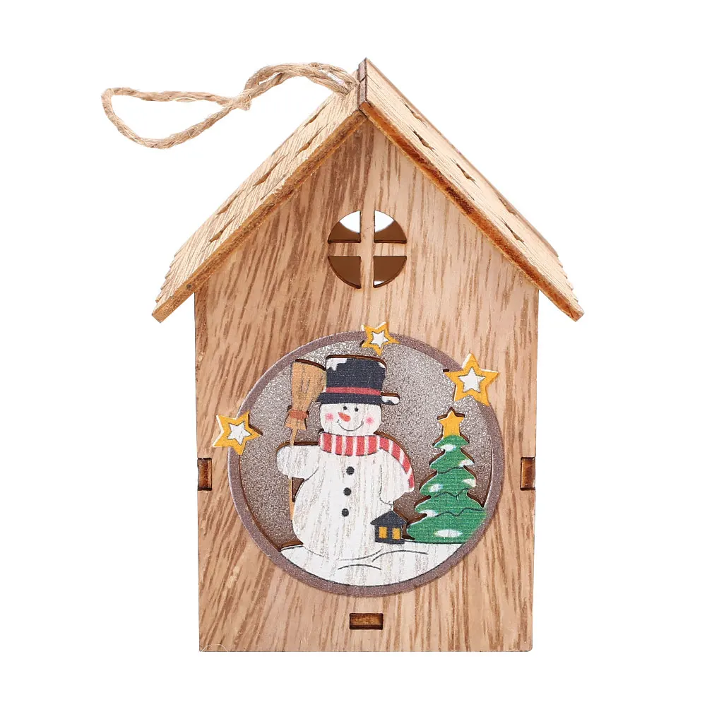 Snowman Рождественский светящийся домик Рождественский деревянный домик кулон креативный Рождественский деревянный дом светодиодные лампы домашний декор светящиеся - Цвет: Snowman