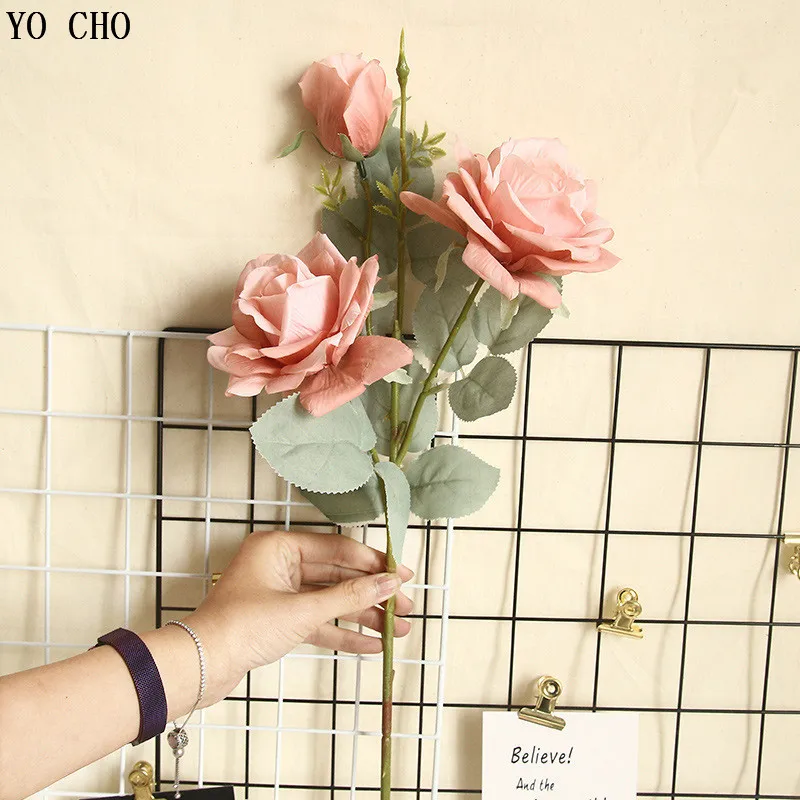 Artificial Jasmine Snow Roses Branch Fake Silk Roses Flowers for Wedding Decoration Table