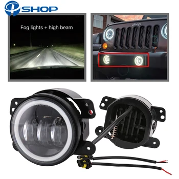

2PCS 4Inch Round Led Fog Lights 30W 6000K White Halo Ring DRL Off Road Fog Lamps For Jeep Wrangler JK TJ LJ Dodge Journey