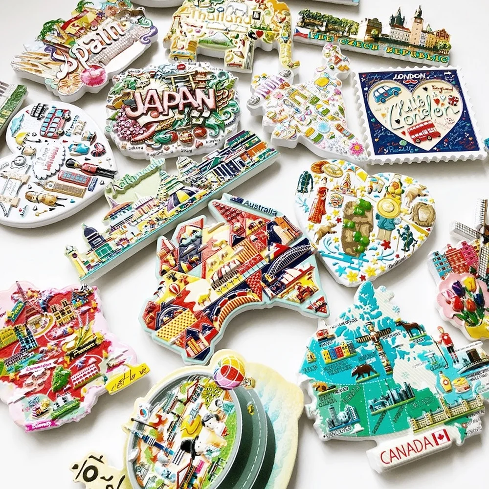 BABEMEMI USA Canada Japan Mexico Italy Australia Thailand London New York Fridge Magnets Souvenir Refrigerator Magnetic Sticker|Магниты на