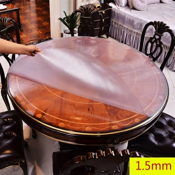 

1.0mm Round PVC Tablecloth Table Cover Transparent kitchen pattern oil tablecloth Transparent Top Table Cloth Plastic Mat