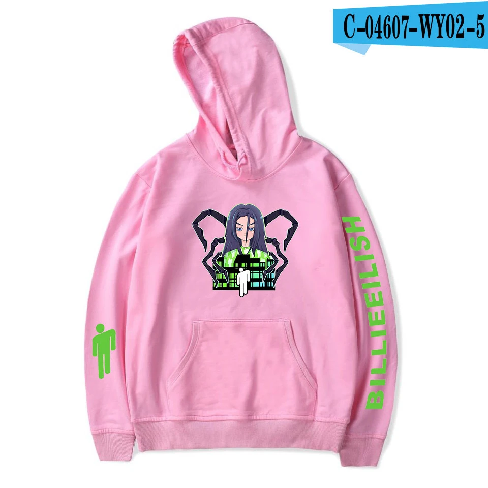 pink Новинка; Лидер продаж; Billie Eilish; толстовки для женщин и мужчин; модные толстовки с капюшоном для девочек; Осенние повседневные розовые пуловеры с принтом Billie Eilish; топы - Цвет: pink