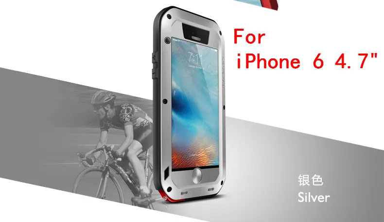 For iPhone 6 Silver Love Mei мощный противоударный алюминиевый чехол для Apple iPhone 6 6S 4,7/6 Plus/6 S Plus 5,5 сверхмощное закаленное стекло Gorilla - Цвет: For iPhone 6 Silver