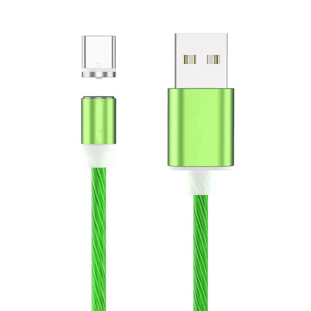 Цветной светодиодный светильник, магнитный телефонный кабель для быстрой зарядки mi cro, usb type-C, зарядное устройство для iPhone 11 XS, 8, Xiaomi mi, 9, 9 t, usb-кабель - Цвет: Green
