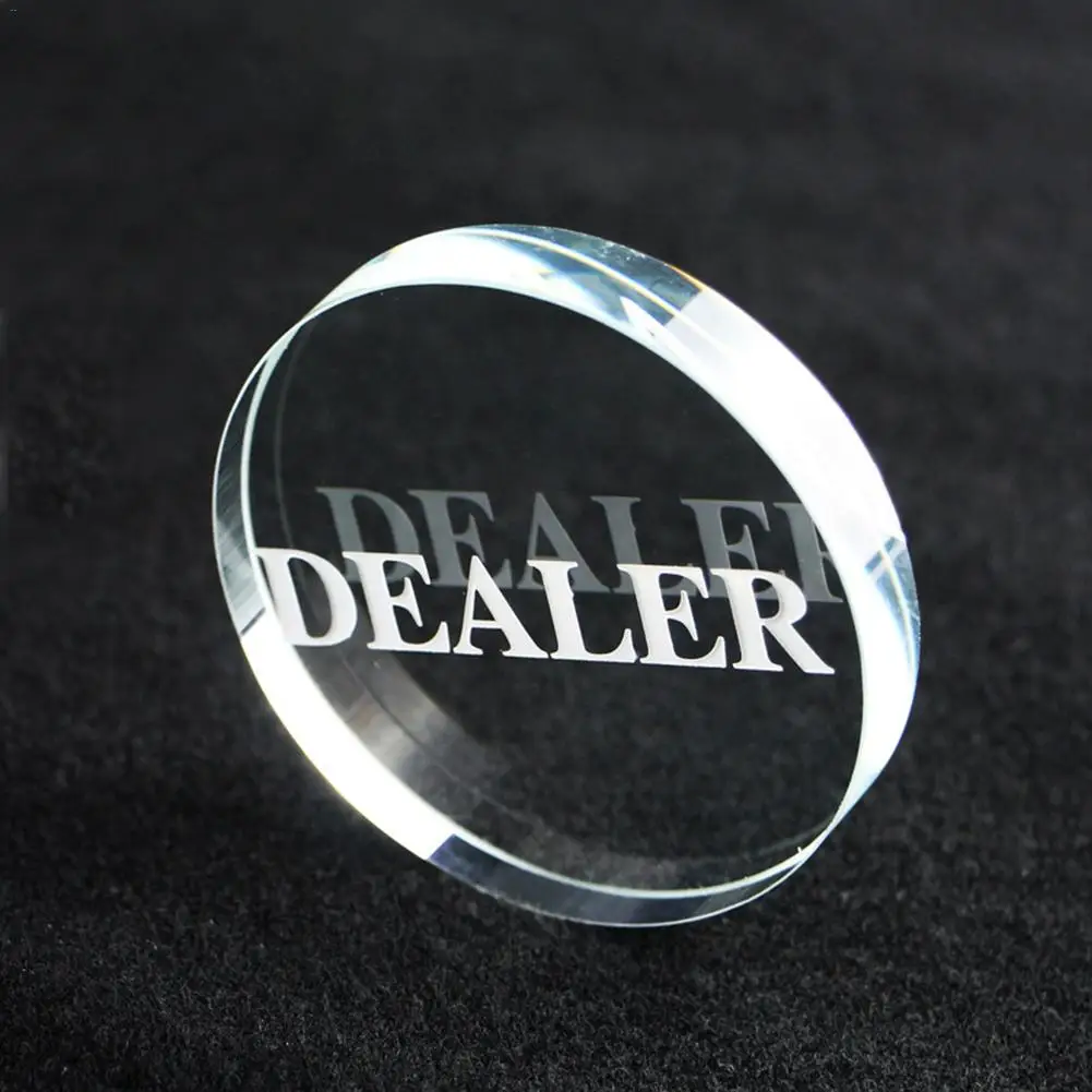 1 pc Acrylic Transparent White Dealer Buttons Pressing Poker Cards Guard 58 mm