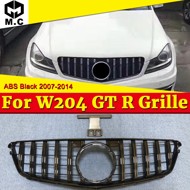 Для merceesmb W204 решетка гриль GTR стиль ABS черный без знака C Класс C180 C200 C250 C300 вид решетки не для C63AMG 2007-14
