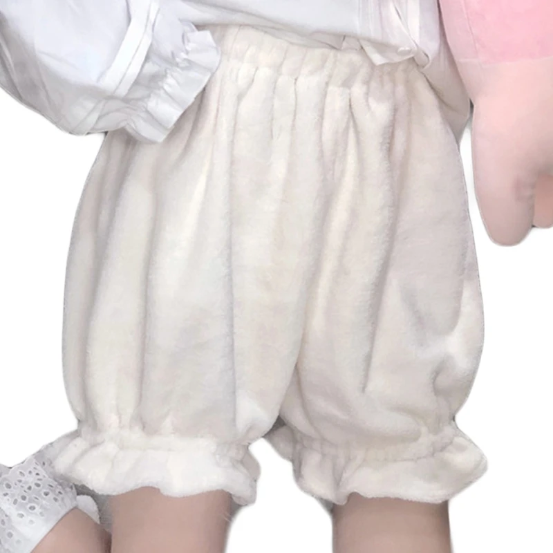 2022 nowych kobiet plusz aksamit Lolita Bloomers kokarda z falbanami luźne spodnie z dyni spodenki termiczne