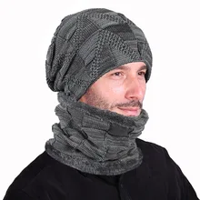 Winter Cold Weather knitted cap Warm ear-protectors wool cap with velvet pullover cap with thick neck cover cap for men 02