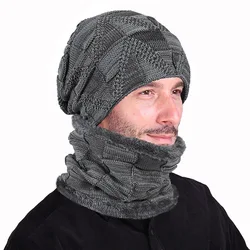 Winter Cold Weather knitted cap Warm ear-protectors wool cap with velvet pullover cap with thick neck cover cap for men 02