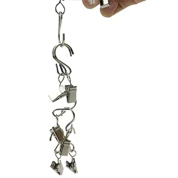 

50 Pcs/set Metal Hanging S Shape Hooks with Clips Kitchen Bathroom Hanging for Curtain Photo Picture Party Lights